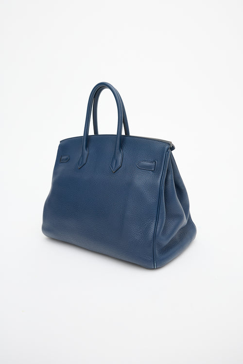 Hermès 2010 Bleu De Malte Clemence Birkin 35 Bag