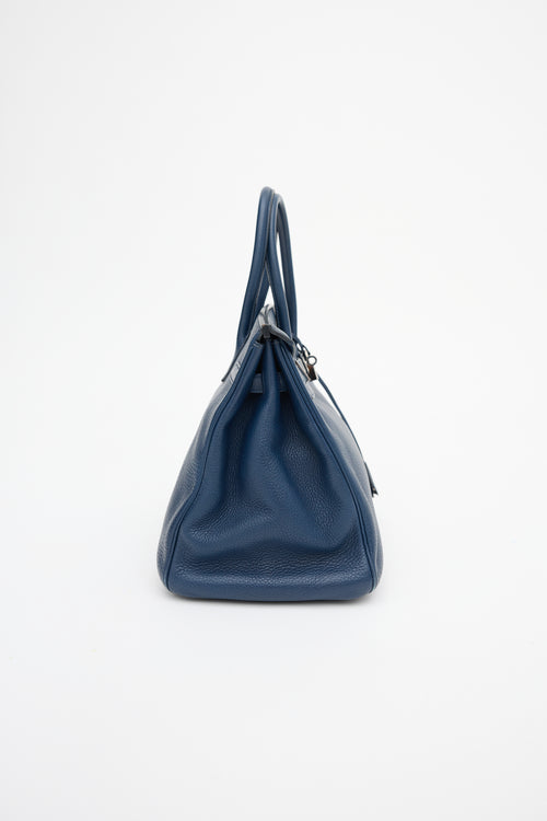 Hermès 2010 Bleu De Malte Clemence Birkin 35 Bag