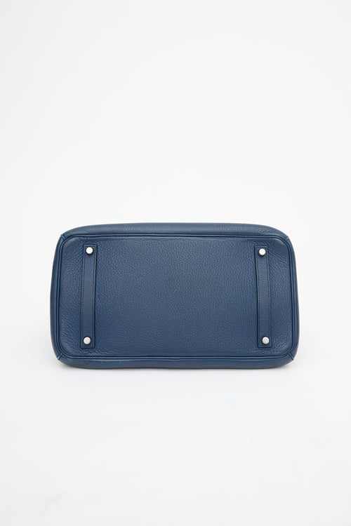 Hermès 2010 Bleu De Malte Clemence Birkin 35 Bag