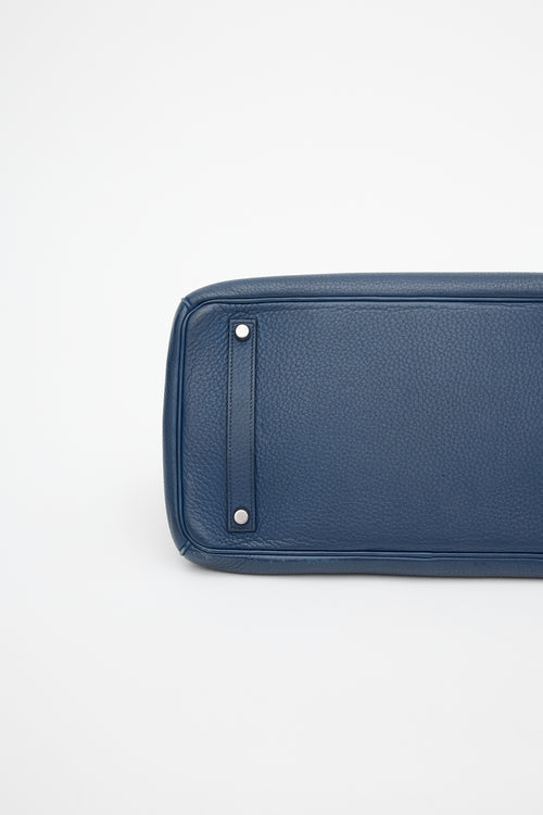 Hermès 2010 Bleu De Malte Clemence Birkin 35 Bag