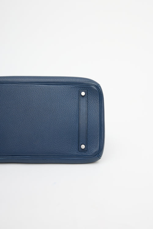 Hermès 2010 Bleu De Malte Clemence Birkin 35 Bag