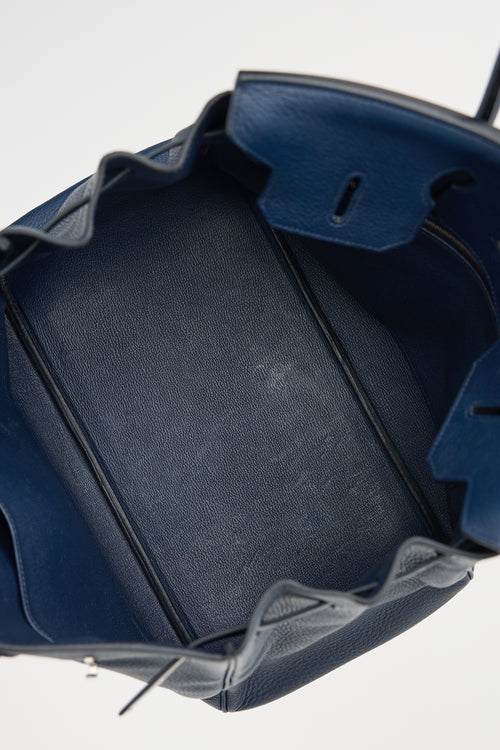 Hermès 2010 Bleu De Malte Clemence Birkin 35 Bag