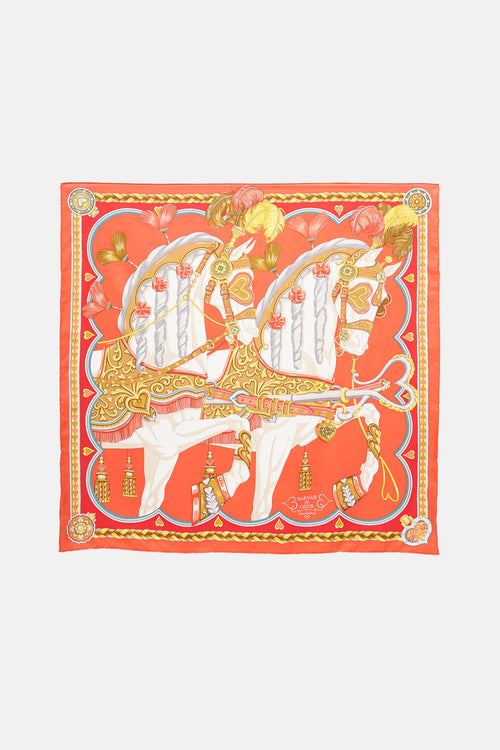Hermès Silk Harnais De Coeur 90 Scarf