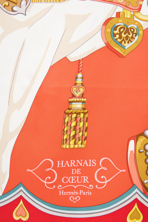 Hermès Silk Harnais De Coeur 90 Scarf