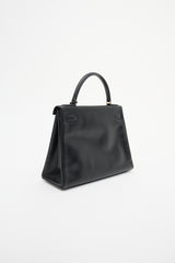 Hermès Vintage Noir Box Kelly Retourne 28 Bag