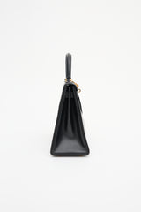 Hermès Vintage Noir Box Kelly Retourne 28 Bag