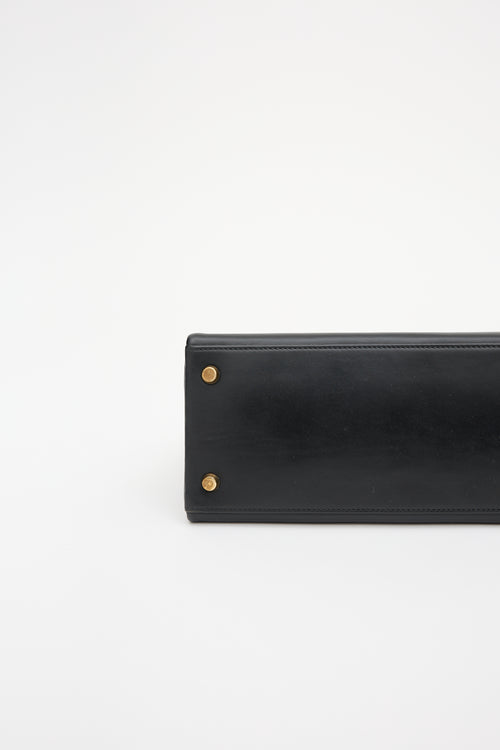 Hermès Vintage Noir Box Kelly Retourne 28 Bag
