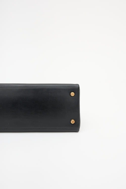 Hermès Vintage Noir Box Kelly Retourne 28 Bag
