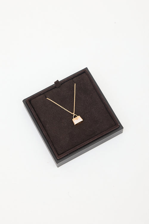 Hermès 18K Rose Gold & White Diamond Amulettes Kelly Necklace