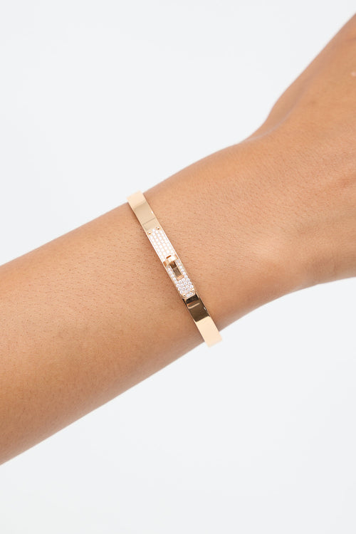 Hermès 18K Rose Gold & Diamond Small Kelly Bracelet