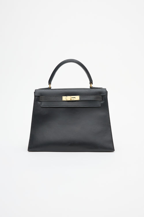 Hermès 1970 Noir Box Kelly Sellier 28 Bag