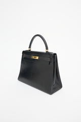 Hermès 1970 Noir Box Kelly Sellier 28 Bag