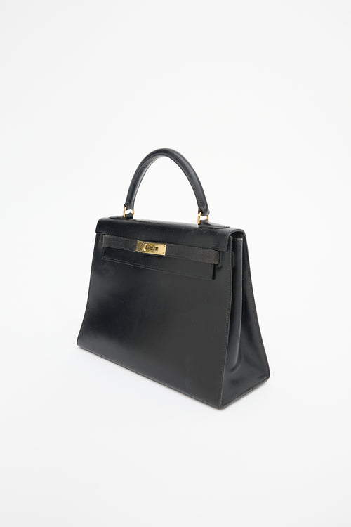 Hermès 1970 Noir Box Kelly Sellier 28 Bag