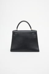Hermès 1970 Noir Box Kelly Sellier 28 Bag