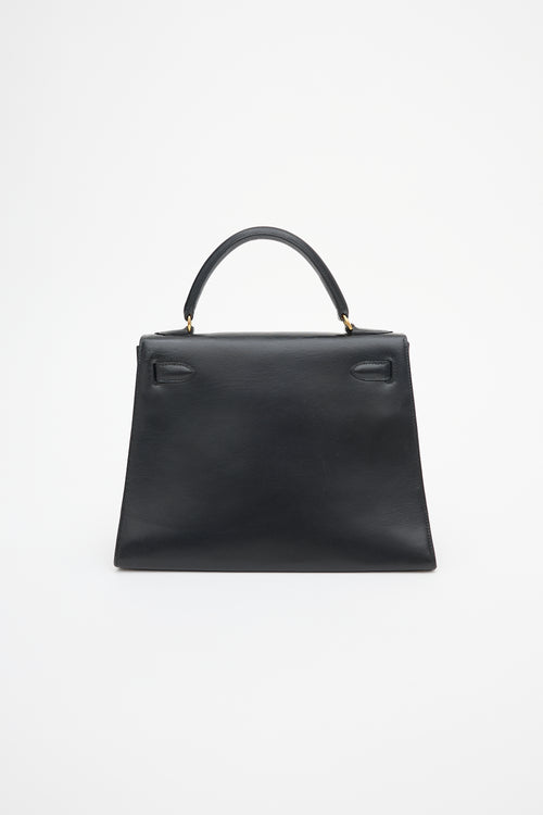 Hermès 1970 Noir Box Kelly Sellier 28 Bag