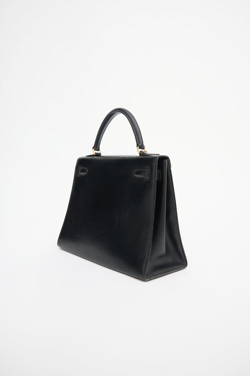 Hermès 1970 Noir Box Kelly Sellier 28 Bag