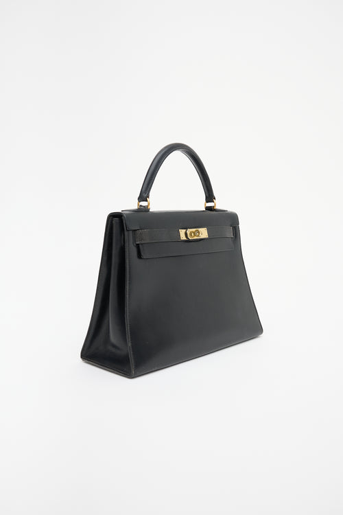 Hermès 1970 Noir Box Kelly Sellier 28 Bag