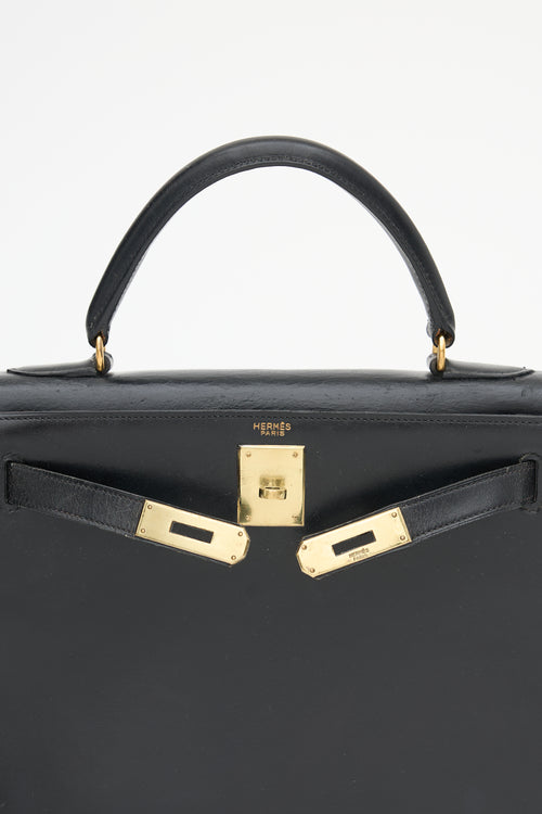 Hermès 1970 Noir Box Kelly Sellier 28 Bag
