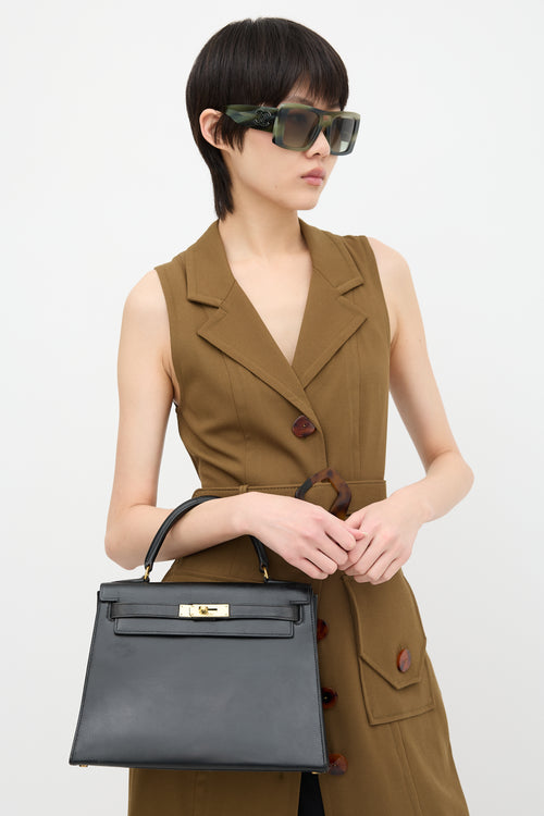 Hermès 1970 Noir Box Kelly Sellier 28 Bag