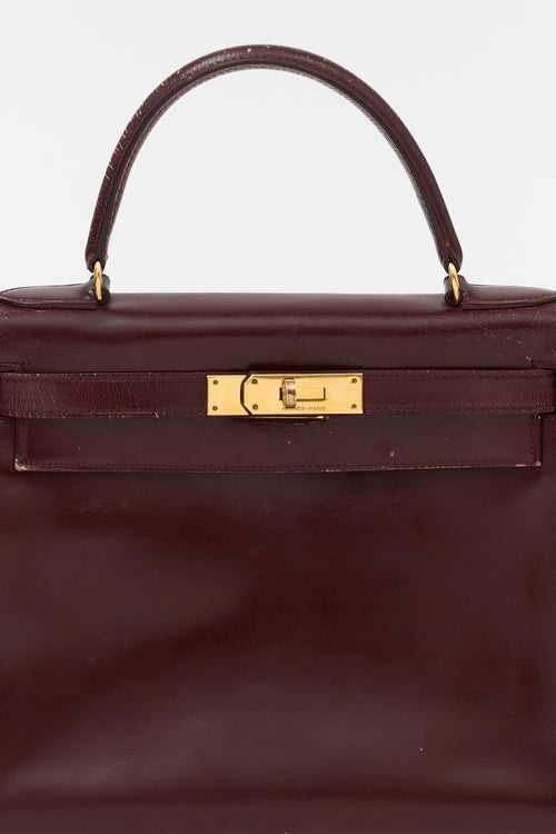 Hermès 1979 Rouge H Box Kelly Retourne 28 Bag