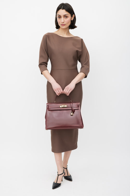 Hermès 1981 Bordeaux Box Kelly Sellier 35 Bag