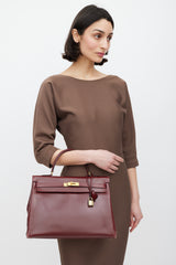 Hermès 1981 Bordeaux Box Kelly Sellier 35 Bag