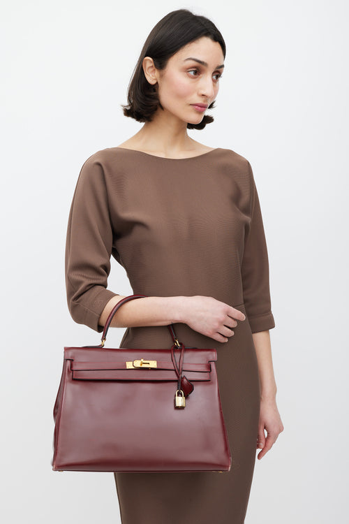 Hermès 1981 Bordeaux Box Kelly Sellier 35 Bag