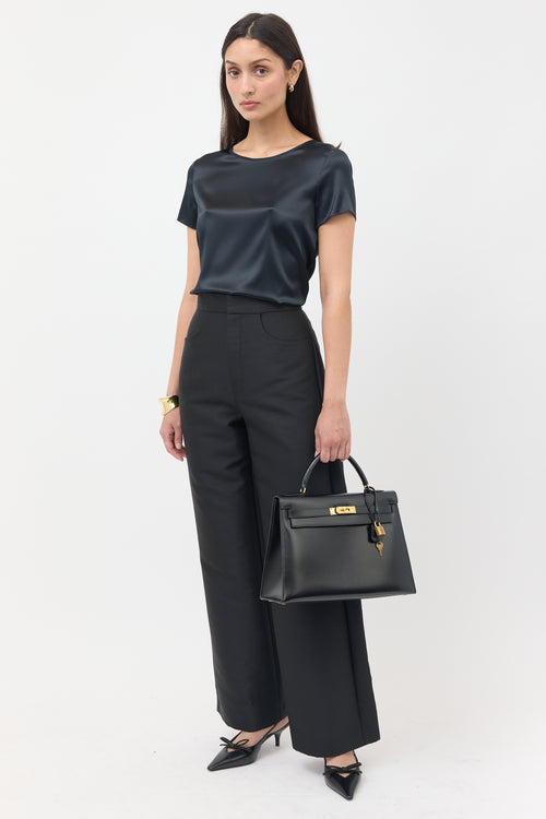 Hermès 1981 Noir Box Kelly Sellier 32 Bag