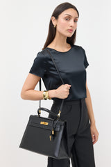 Hermès 1981 Noir Box Kelly Sellier 32 Bag