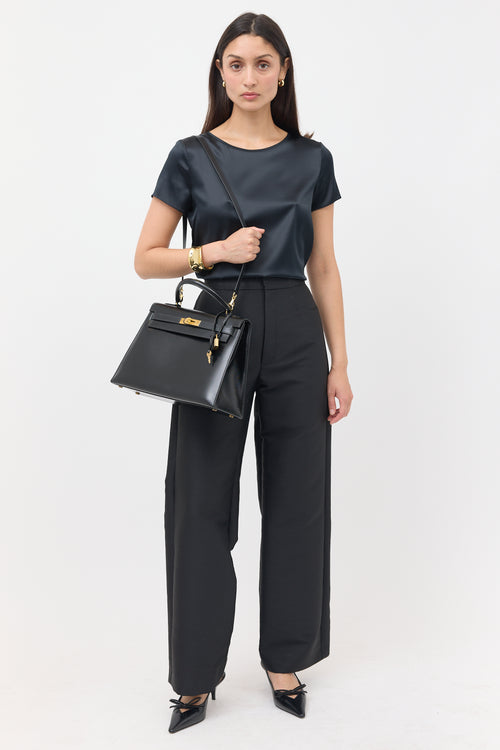 Hermès 1981 Noir Box Kelly Sellier 32 Bag