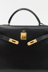 Hermès 1981 Noir Box Kelly Sellier 32 Bag