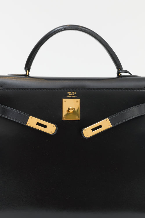 Hermès 1981 Noir Box Kelly Sellier 32 Bag