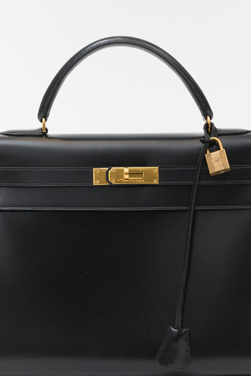 Hermès 1981 Noir Box Kelly Sellier 32 Bag