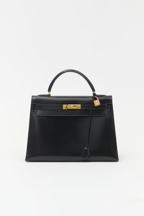 Hermès 1981 Noir Box Kelly Sellier 32 Bag