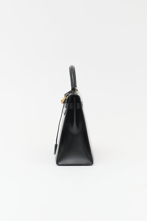 Hermès 1981 Noir Box Kelly Sellier 32 Bag