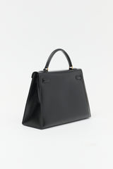 Hermès 1981 Noir Box Kelly Sellier 32 Bag
