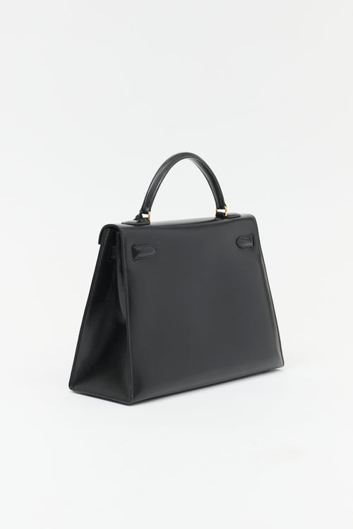 Hermès 1981 Noir Box Kelly Sellier 32 Bag