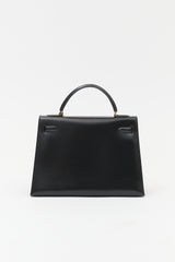 Hermès 1981 Noir Box Kelly Sellier 32 Bag