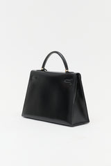 Hermès 1981 Noir Box Kelly Sellier 32 Bag