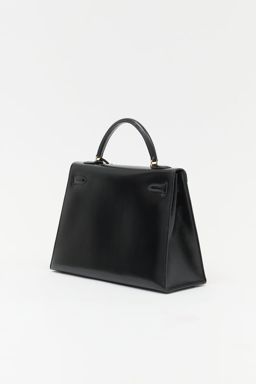 Hermès 1981 Noir Box Kelly Sellier 32 Bag
