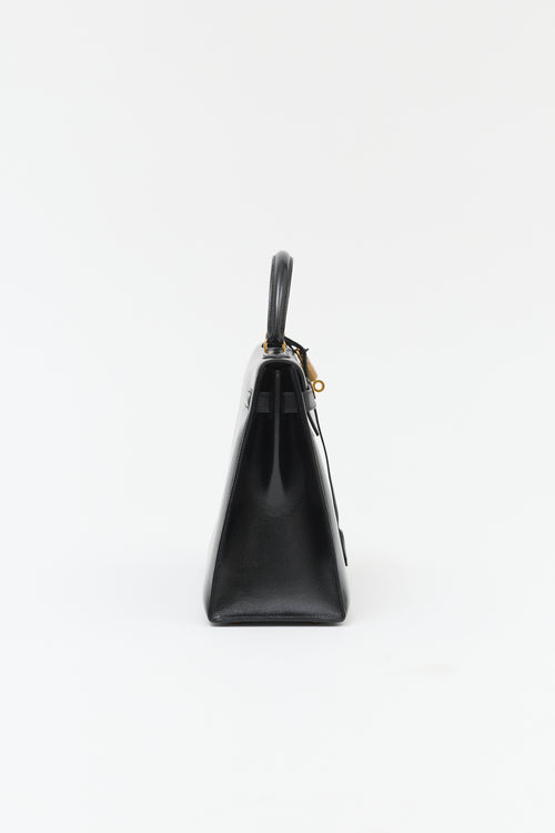 Hermès 1981 Noir Box Kelly Sellier 32 Bag