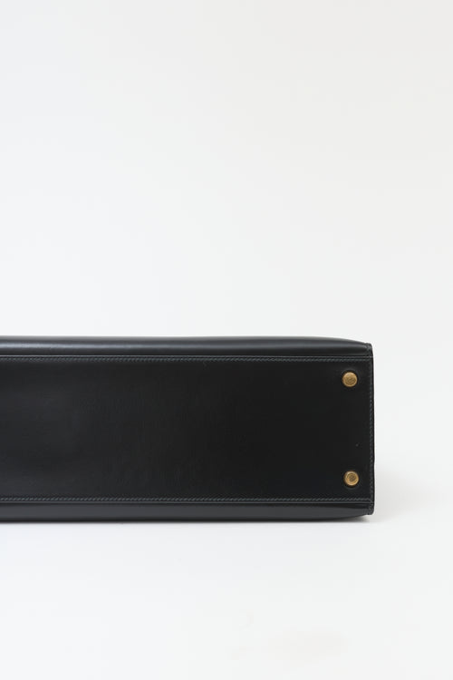 Hermès 1981 Noir Box Kelly Sellier 32 Bag