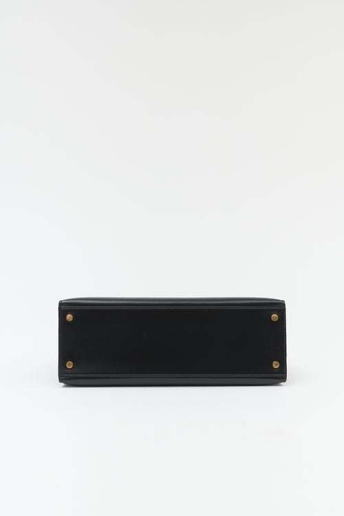 Hermès 1981 Noir Box Kelly Sellier 32 Bag