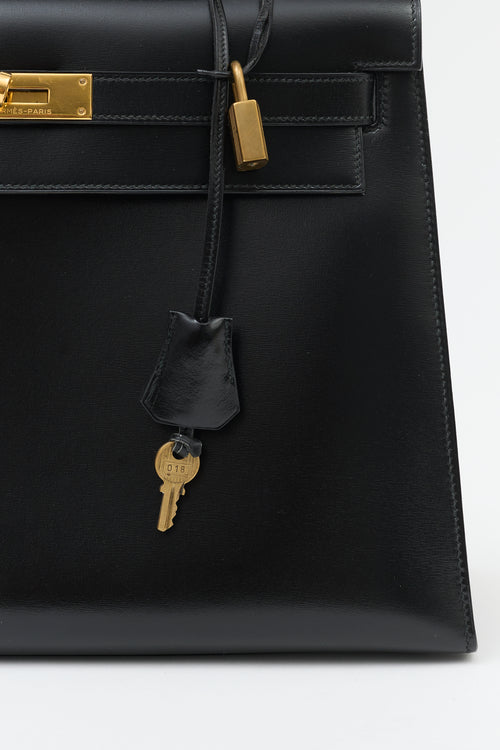 Hermès 1981 Noir Box Kelly Sellier 32 Bag