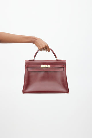 Hermès 1982 Rouge H Box Kelly Sellier 32 Shoulder Bag