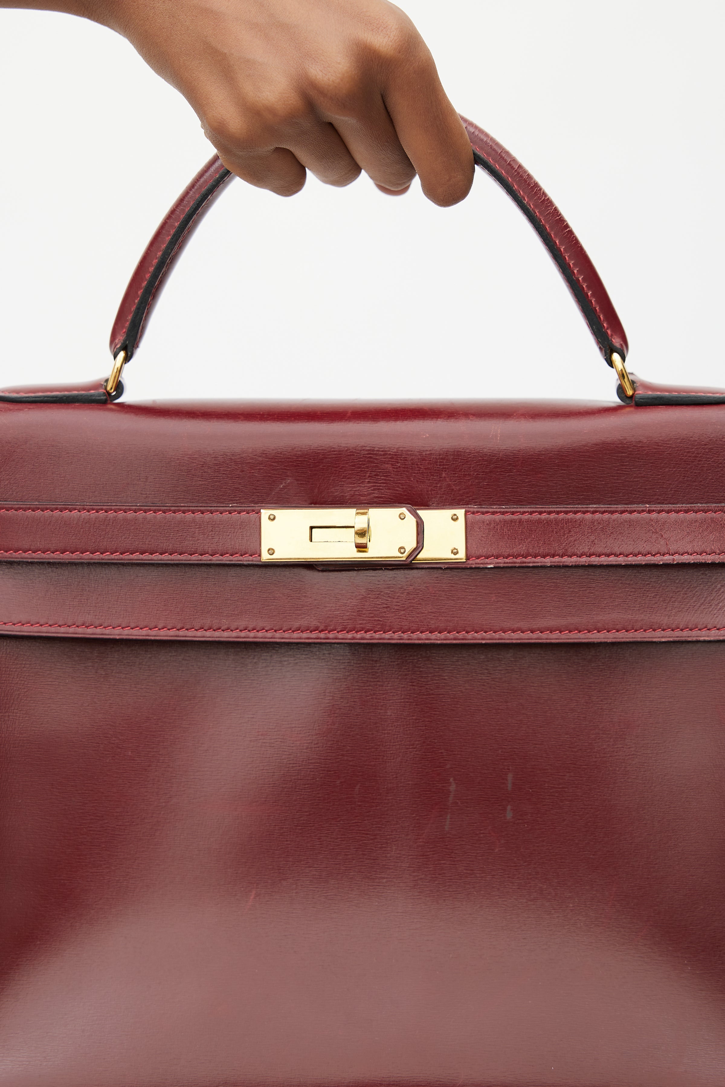 Hermes, Bags, Hermes Rouge H Kelly 32 Sellier Box Leather