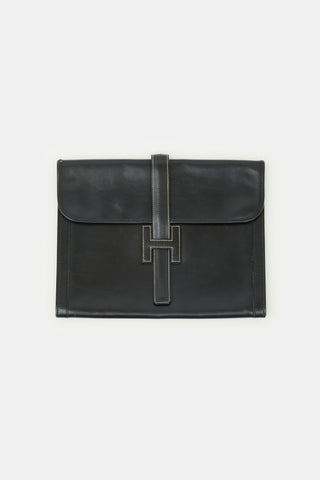 Hermès 1985 Noir Box Jige GM Clutch