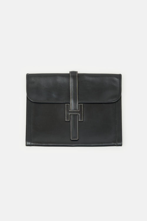 Hermès 1985 Noir Box Jige GM Clutch