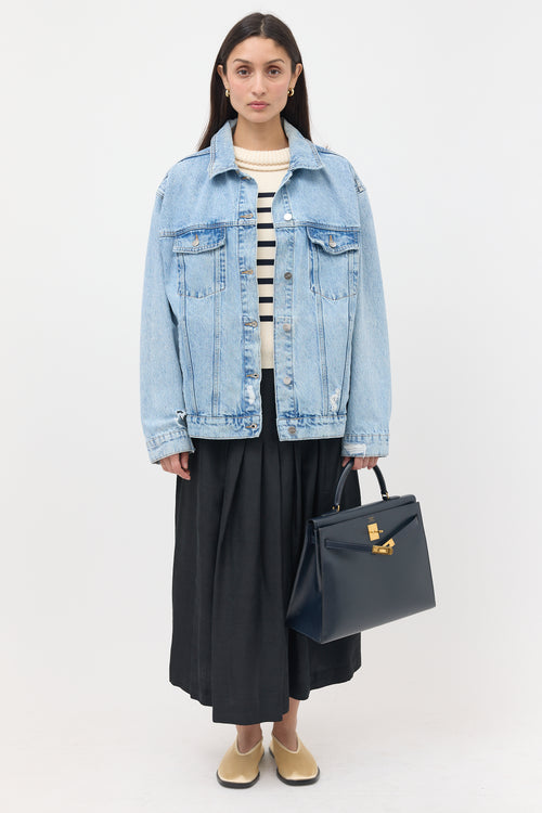 Hermès 1990 Indigo Box Kelly Sellier 35 Bag