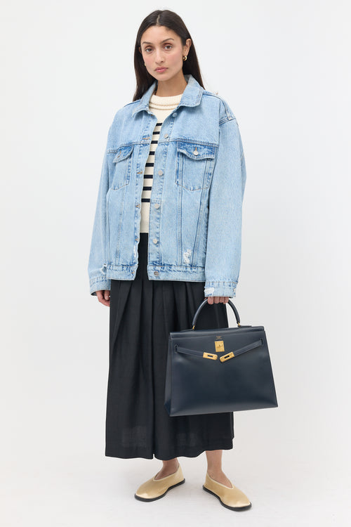 Hermès 1990 Indigo Box Kelly Sellier 35 Bag